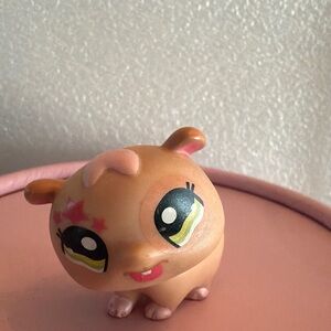 Littlest Pet Shop LPS #1341 Tan And Pink Stars Hamster Green Eyes